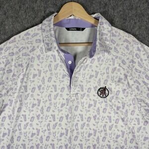 UNRL Barstool Golf Polo Shirt Men's Medium Geometric Cocktail Alcohol Purple